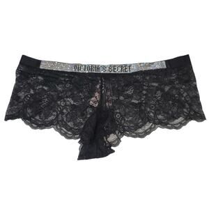 ⭐️NWT Victoria Secret Black Rhinestone Lace Boyshort Panties Sz M